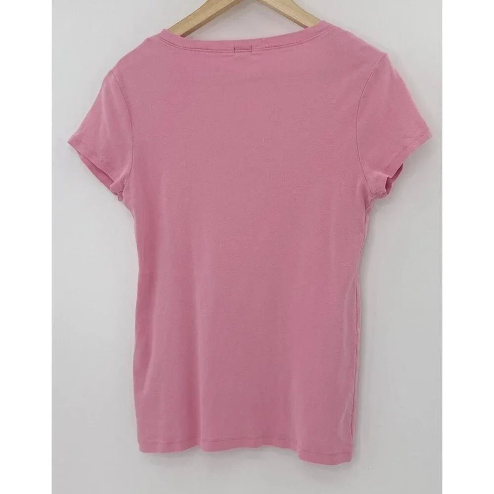 J.Crew Factory‎ Women’s Pink Lightweight V-Neck Pink T-Shirt Size Large See Pics